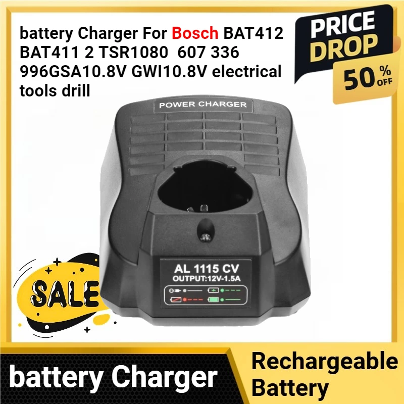 

12V 10.8V Li-ion Battery Charger for Bosch BAT412 BAT411 2 TSR1080 607 336 996GSA10.8V GWI10.8V Electrical Tools Drill