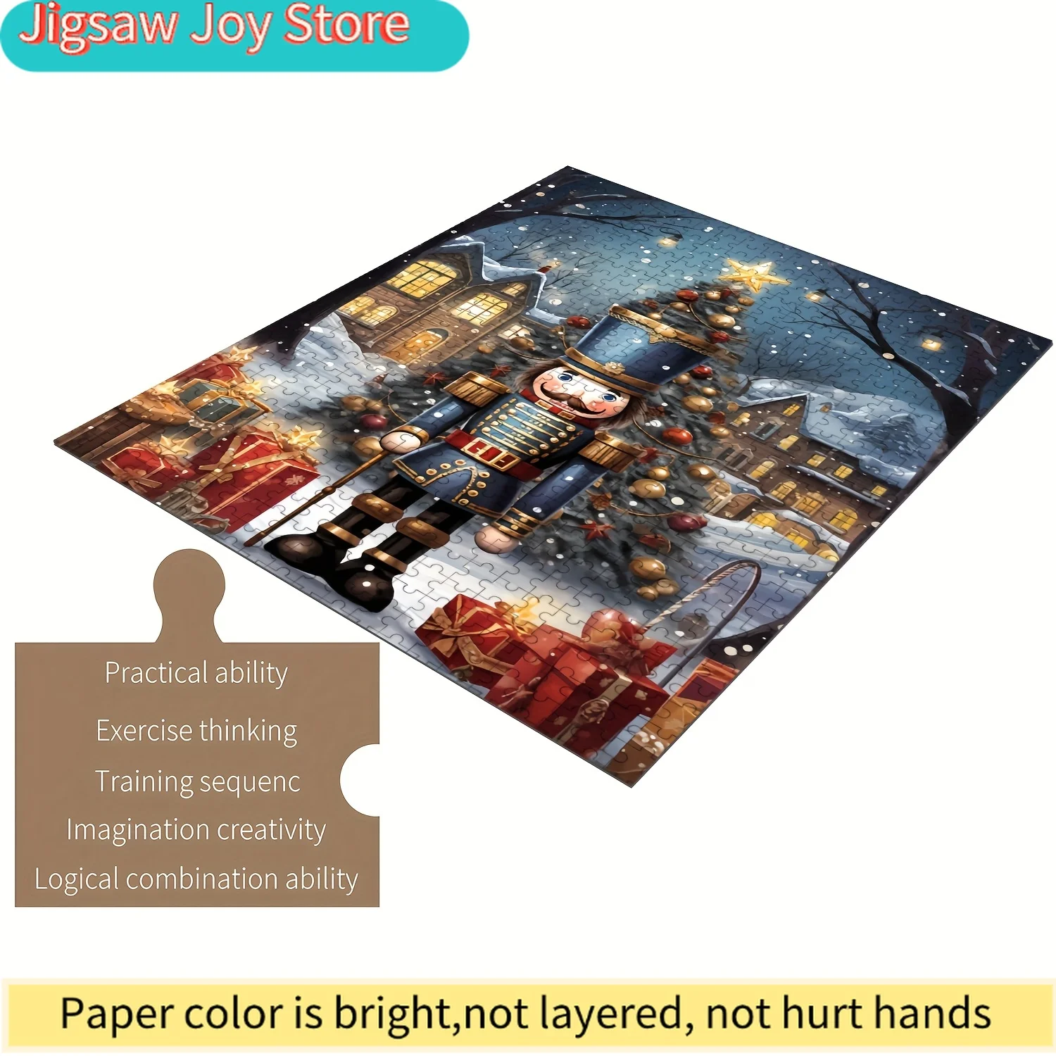 

Wooden Jigsaw Puzzle - Nutcracker Guard on Christmas Eve Scene, Intermediate Challenge with Vibrant Colors & Intricate Detail