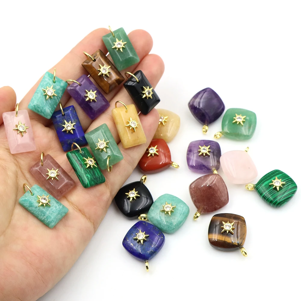 Crystal Pendant Necklace Natural Stone - 기하학적 모양의 천연석 크리스탈 펜던트와 스타버스트