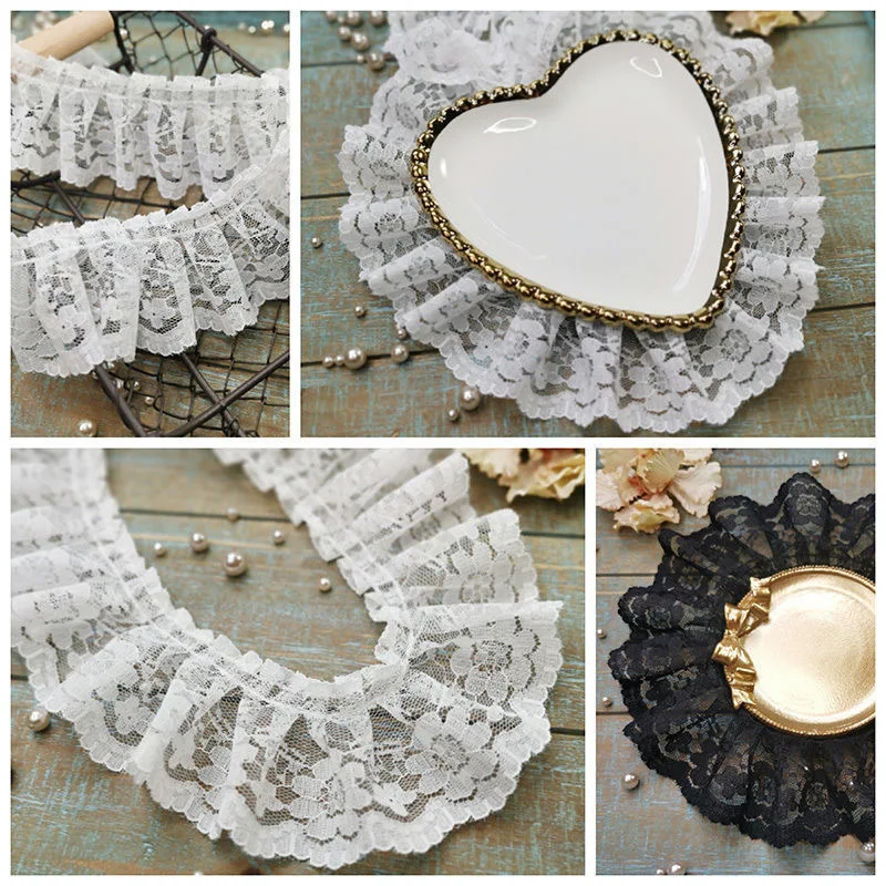 6 cm di larghezza ricamo CALDO bianco nero fiore 3D tessuto di pizzo nastro cucito fai da te applique colletto abito da sposa guipure decor