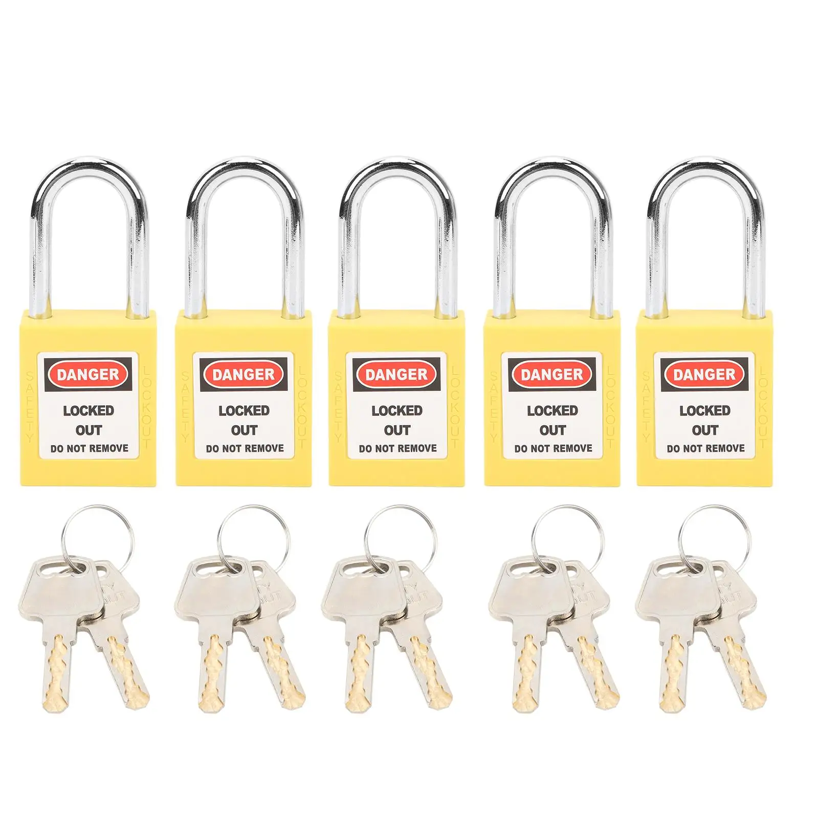 5 Sets Yellow 38mm Lockout Locks Insulation LOTO Nylon PA & Steel for nuclear Energy Transport