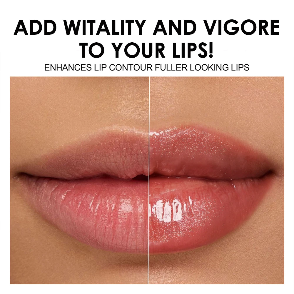 FIT COLORS Bálsamo Labial Humectante de Larga Duración con Efecto Espejo 3D y Reducción de Líneas de Expresión - Brillo Labial Transparente con Destellos