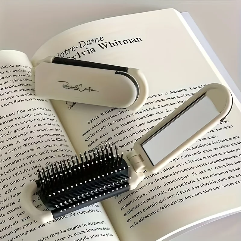 

Foldable Comb with Mirror, Anti-Static Air Cushion Design ABS Handle Travel Size Hair Brush for Women All Hair Types