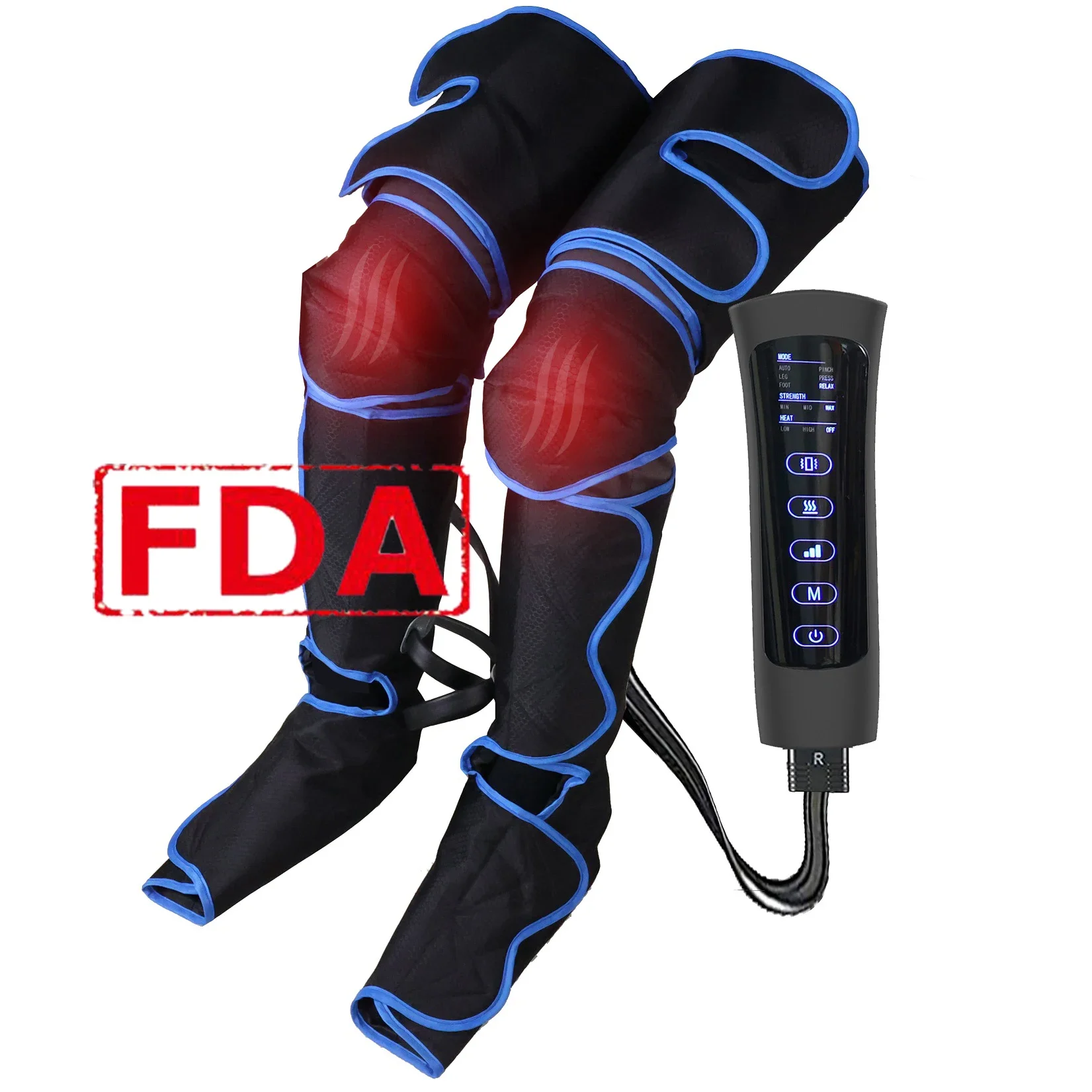 Wireless Circulation And Muscle Pain Relief Calf Thigh Foot Leg Massager Machine Leg Air Compression Device With Knee Heat