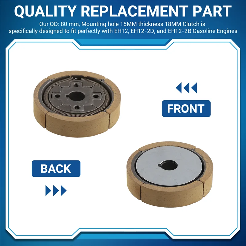 

ABXF-OD: 80 Mm, Mounting Hole 15MM Thickness 18MM Clutch Fit For EH12 EH12-2D EH12-2B Gasoline Engine Replacement Tools Parts