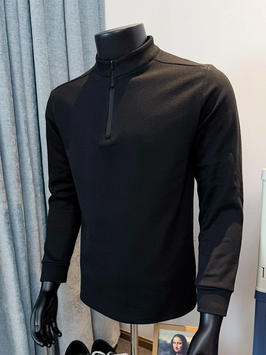 

Bla f-Zipper German Velvet Men's Autumn Winter Stand Collar Sports Warm Long Sve T-irt Heavy Sweatirt Base irt