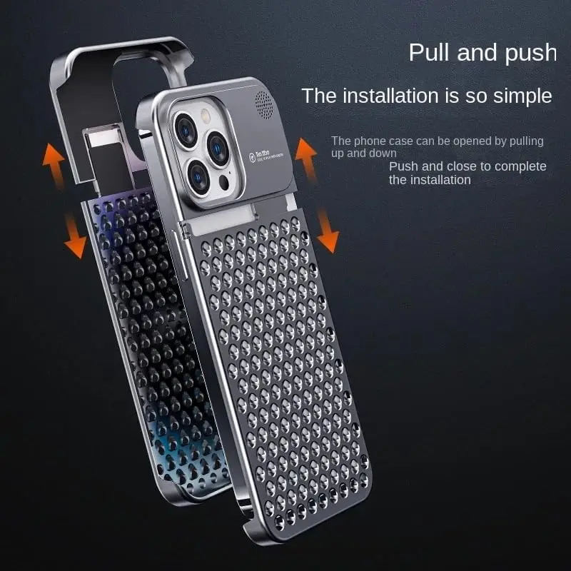 Aluminum Alloy Cooling Hollow Metal Case For iPhone 14 13 12 Pro Max 15Plus Fragrance Rimless Full Shockproof Cover Aromatherapy