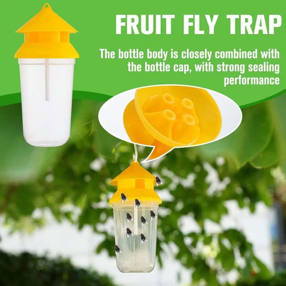 Fruit Fly Trap Yellow Drosophila Killer Catcher Hanging Insect Bottle Plastic Bug Pest Control For Orchard Garden