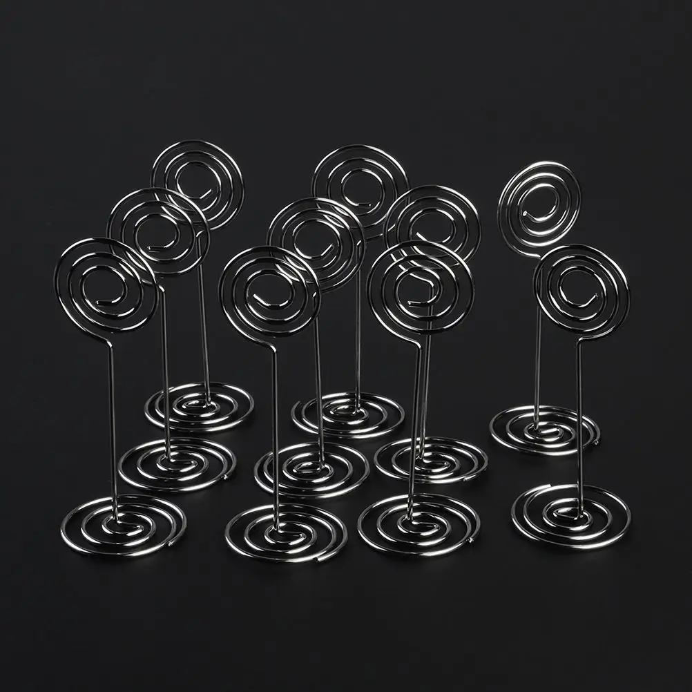 

12 Pcs Seat Holder Table Number Holders Metal Photo Clips Paper Menu Spiral Base Lovely Wedding Party Home Office Display Photos