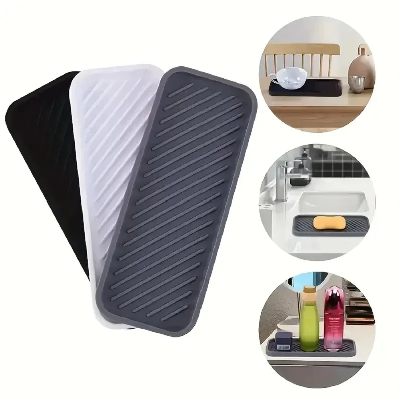1 Silicone Sink Splash Guard And Soap Holder - Multifunctional Kitchen And Bathroom Accessory, Made Of Durable Plastic view 4