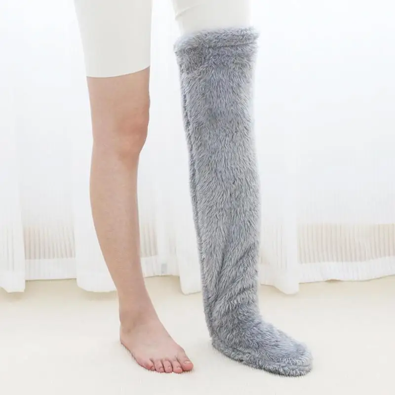 Long Sock Slippers Warm High Fuzzy Socks over Knee Winter Furry Thigh High Leg Warmers Socks Cozy Long Socks Soft Sock Slippers
