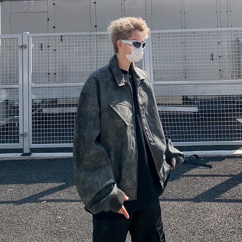 

Винтажная мужская куртка из искусственной кожи с застежкой-молнией, украшенная большой размер 250, верхняя одежда Pou Design Sense, элитный топ