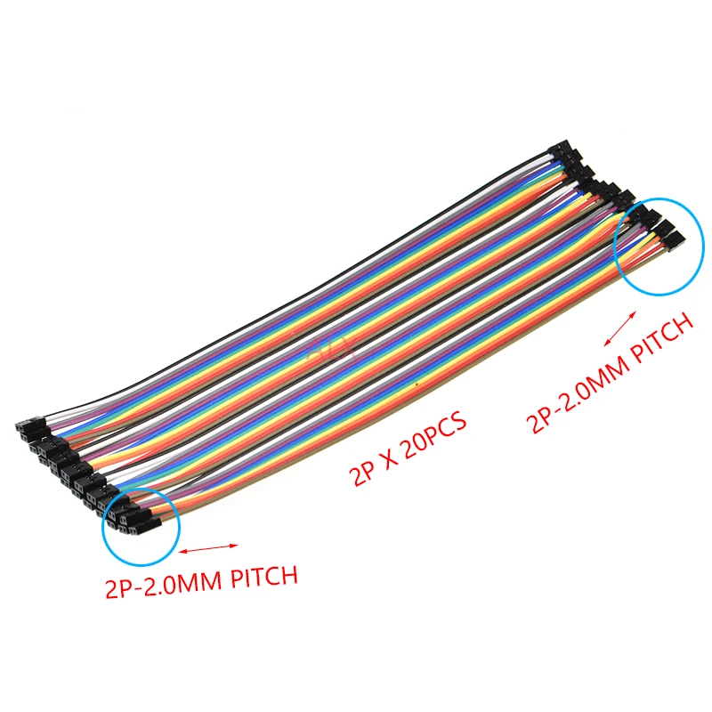 20PCS JUMPER WIRE 20CM DUPONT LINE 2.0MM female to 2.0MM female PITCH 2.0 TO PITCH 2.0 2P-2P CABLE FOR PCB connector