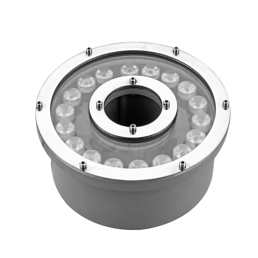 Commercial water resistant 9w 18 watt 120 volt rgbw dmx 316ss aluminum small pond spot underwater ring nozzle led fountain light