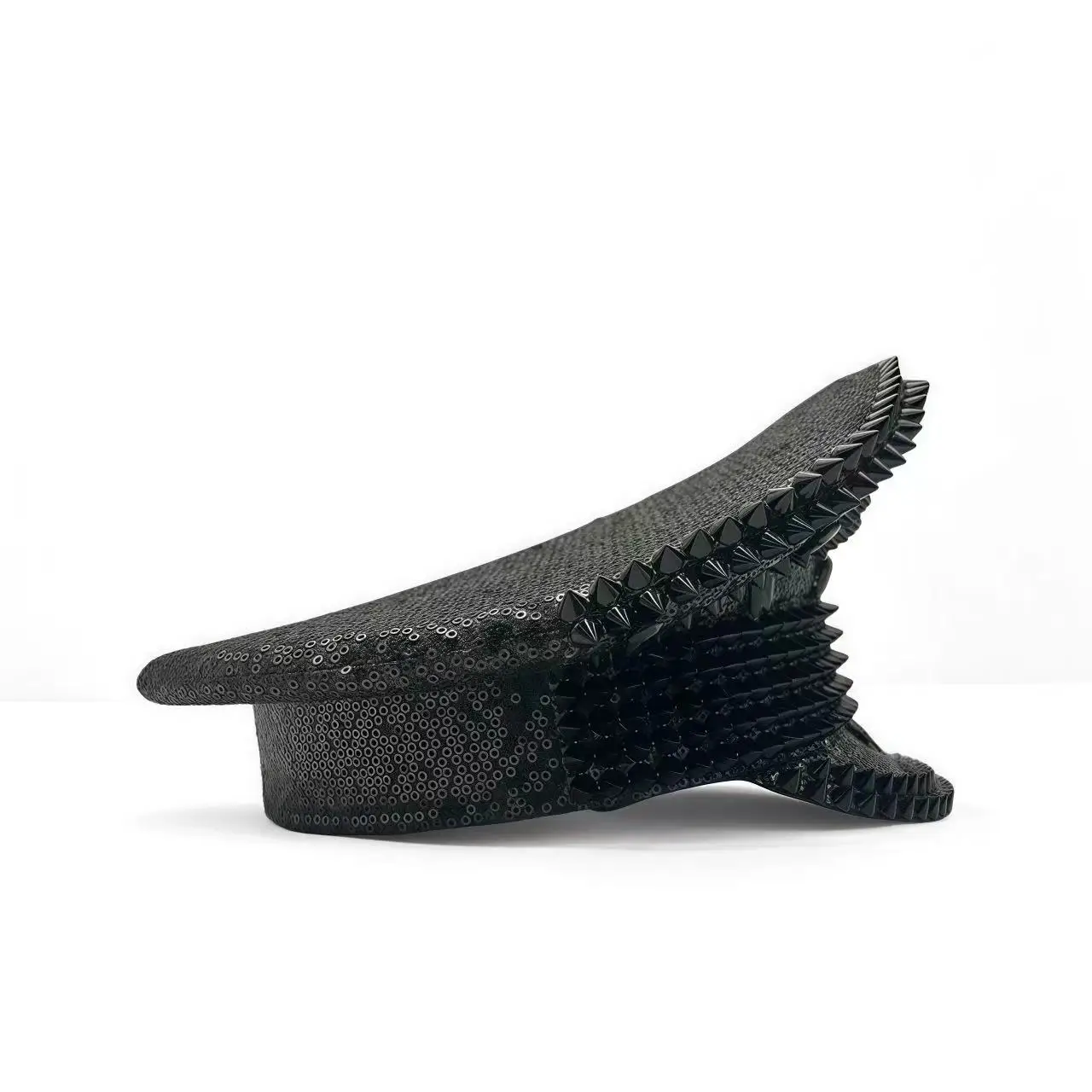 홍루안 옐로우 레이저 가죽 루프 캡틴 모자, 여성용 라인스톤 & 밀리터리 캡, 레이브 페스티벌 액세서리 & 파티 캡 남성용