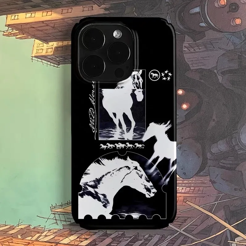 

Black and White Art Horse Phone Case for IPHONE 17 Air 16E 15 PROMAX 14 Plus 13 12 MINI 11 PRO 16Plus XR XS Acrylic Phone Cover