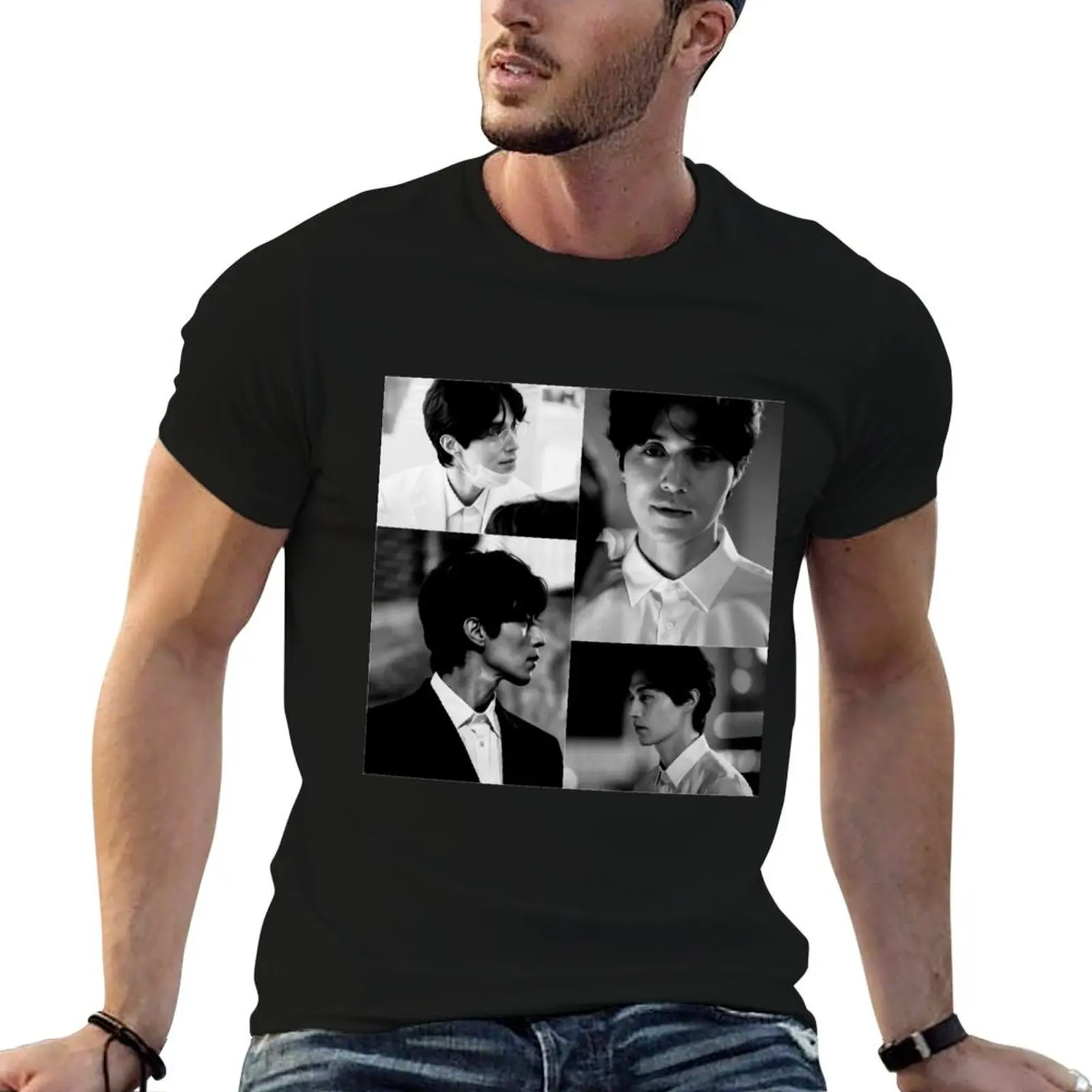 

[Lee Dong Wook + Stranger] T-Shirt t shirts for man graphic vintage cotton t shirt pack T-Shirt