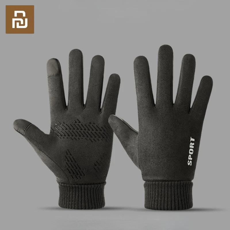 Youpin Winter Gloves Men Cycling Bike Women Thermal Fleece Cold Wind Touch Screen Bicycle Warm Outdoor Running Skiing Mitten