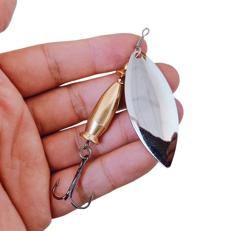 2 قطعة 9-37 جرام المعادن الشظية الدورية الترتر ملعقة إغراء سبينر الصيد الطعم الثابت مع ريشة خطاف ثلاثي الصيد سمك السلمون المرقط جثم بايك #3