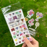 6pcs/pack Kids Stationery Stickers for Start Round Birthday Paper Kawaii Stickers