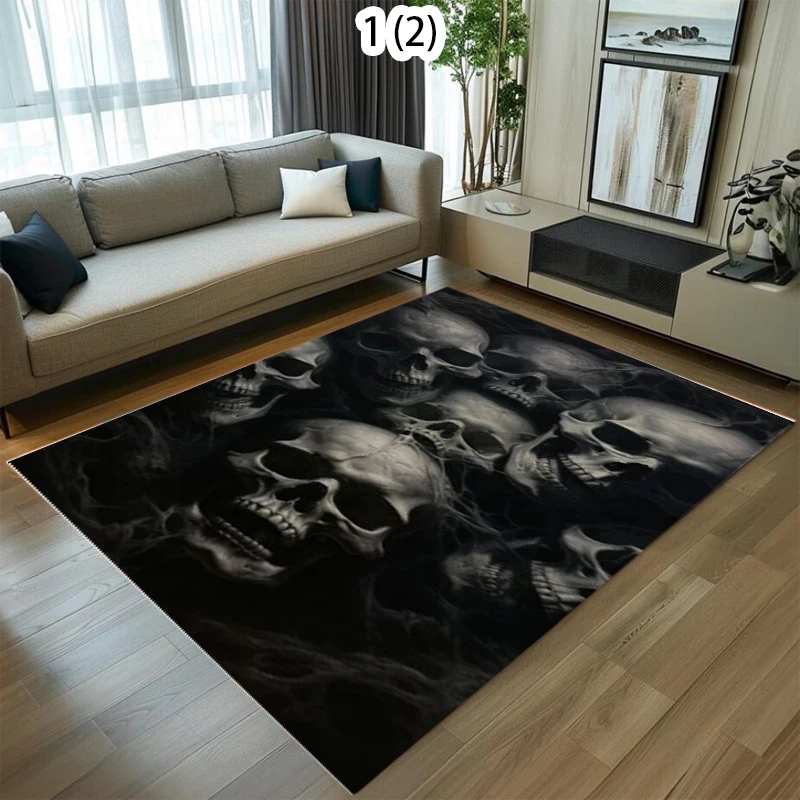 Dark Gothic Pattern Carpet Mat Rug Home Decoration Skull Design Black Background Floor Decor Living Room Carpets for Living Room