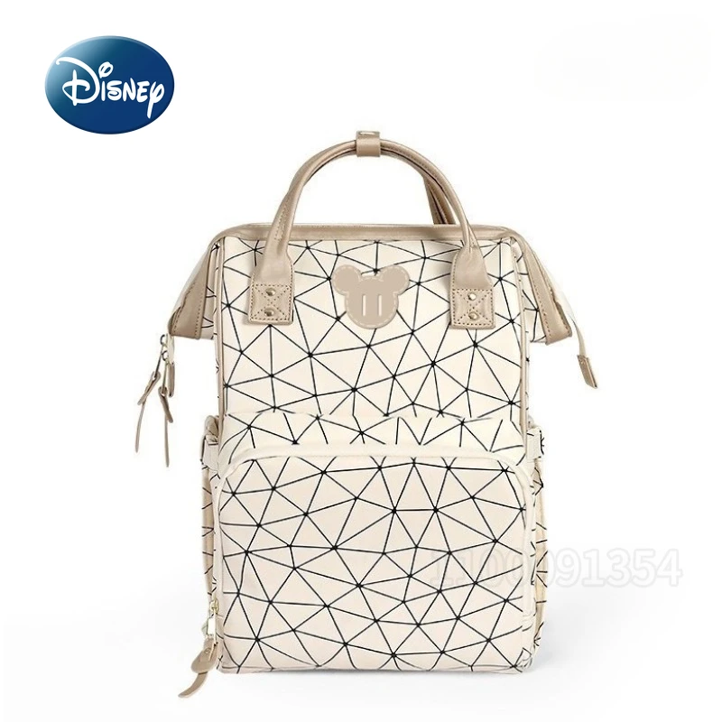 Nueva bolsa de pañales de Mickey de Disney, mochila de marca de lujo, tendencia de moda, bolsa de bebé, bonita bolsa de pañales para bebé de dibujos