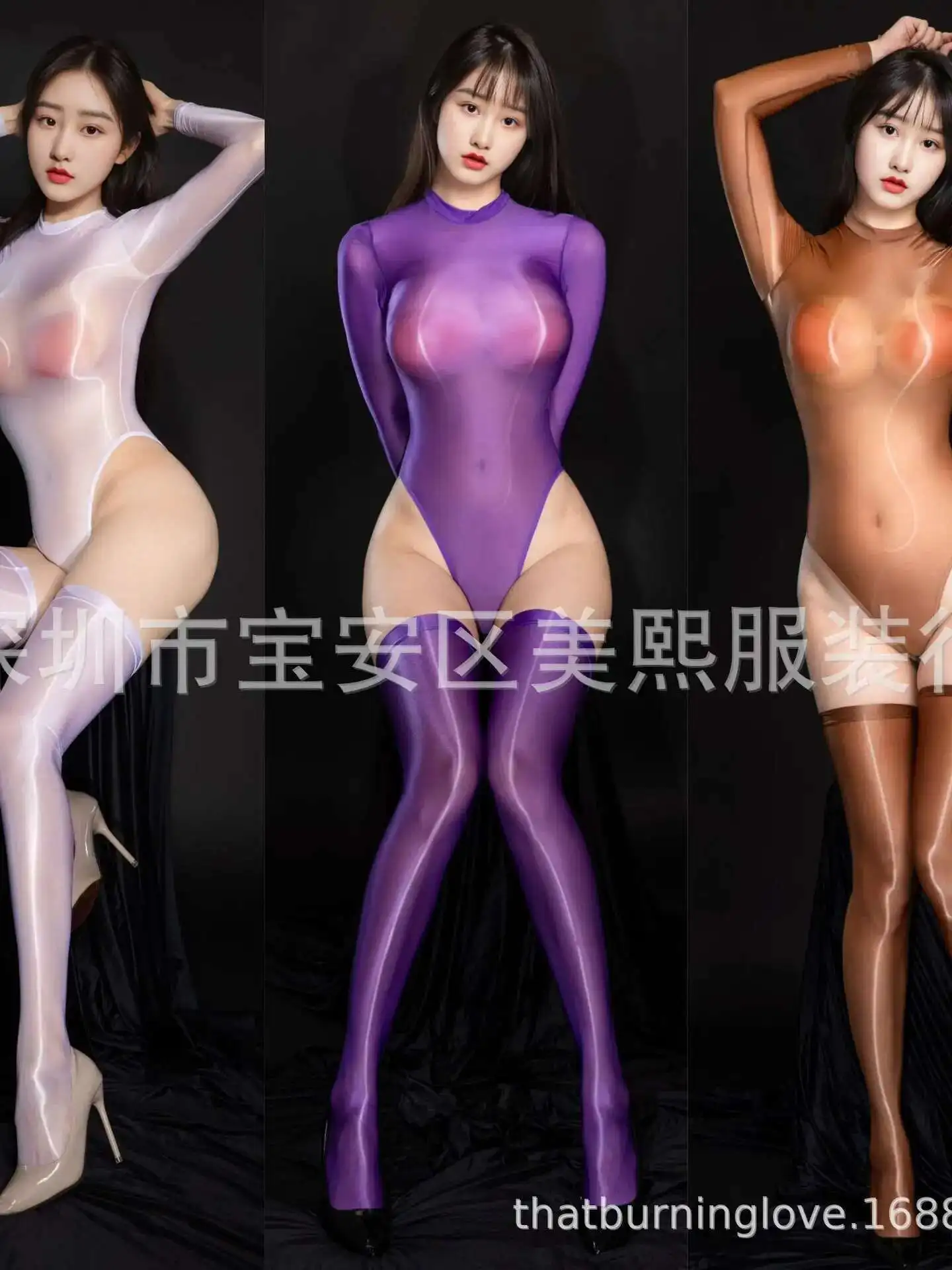 Sexy Ultra-Thin Aurora Horse Oil Tight-Fitting High Elastic Smooth Bodysuit Women Rompers Clothing Body Suits Mesh Sheer RRH8