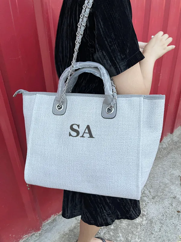 Personalised Shoulder Tote Bag, Women's Handbag, Beach Bag, custom Hand Bag, Canvas Bag, Gifts For her, Chain tote bag