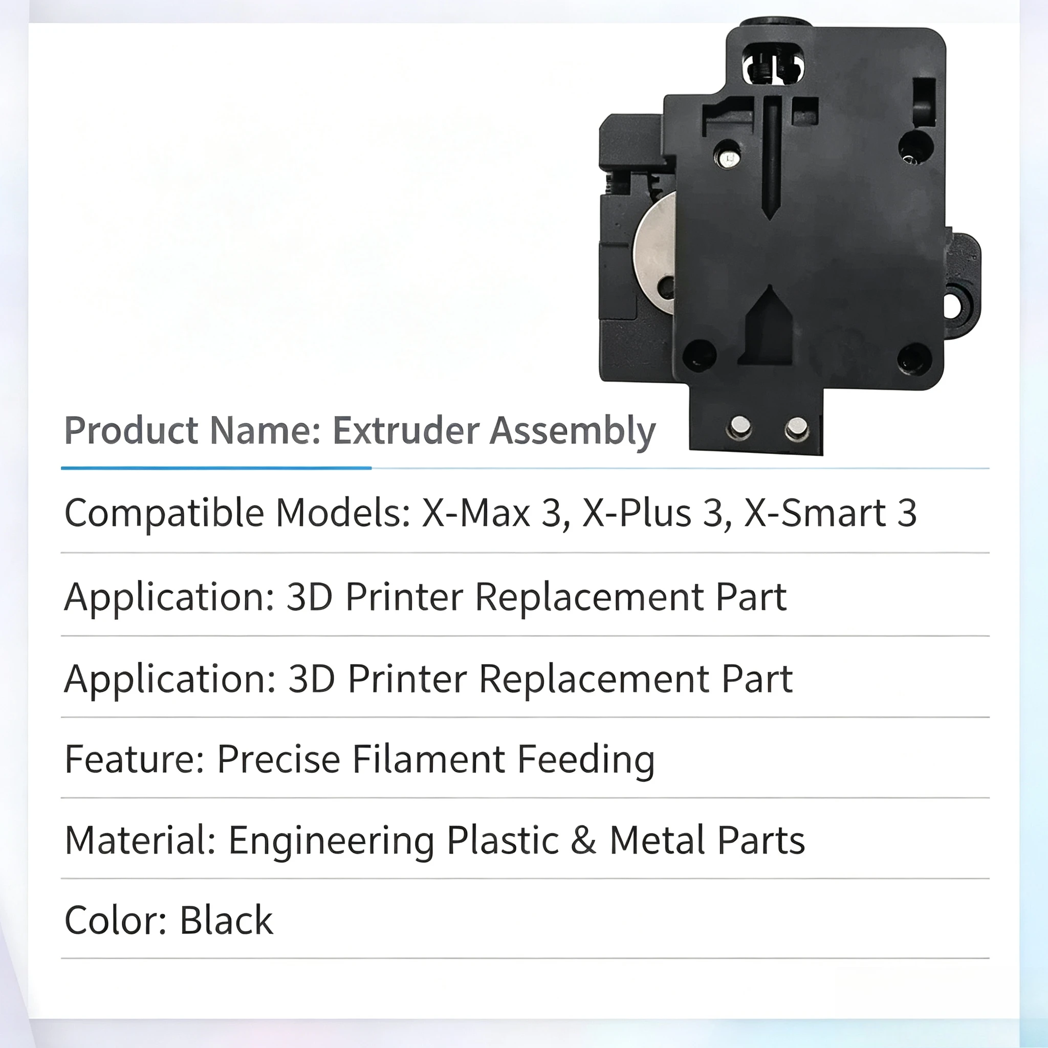 Precise Filament Feeding Extruder Assembly, Replacement Hot End Less Part For X Max 3 X Plus 3 X Smart 3 3D Printer