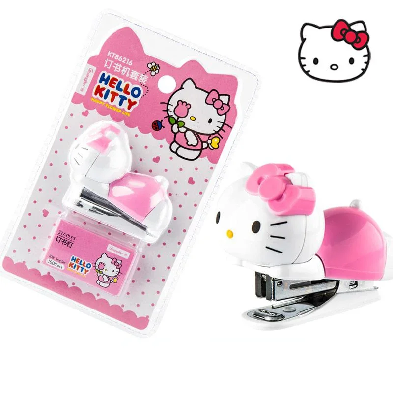 

Anime Kawaii Sanrios Hello Kitty Stapler for Students Mini Trumpet Cute Office Cartoon Kawaii Utility Knife Scissors Stationery