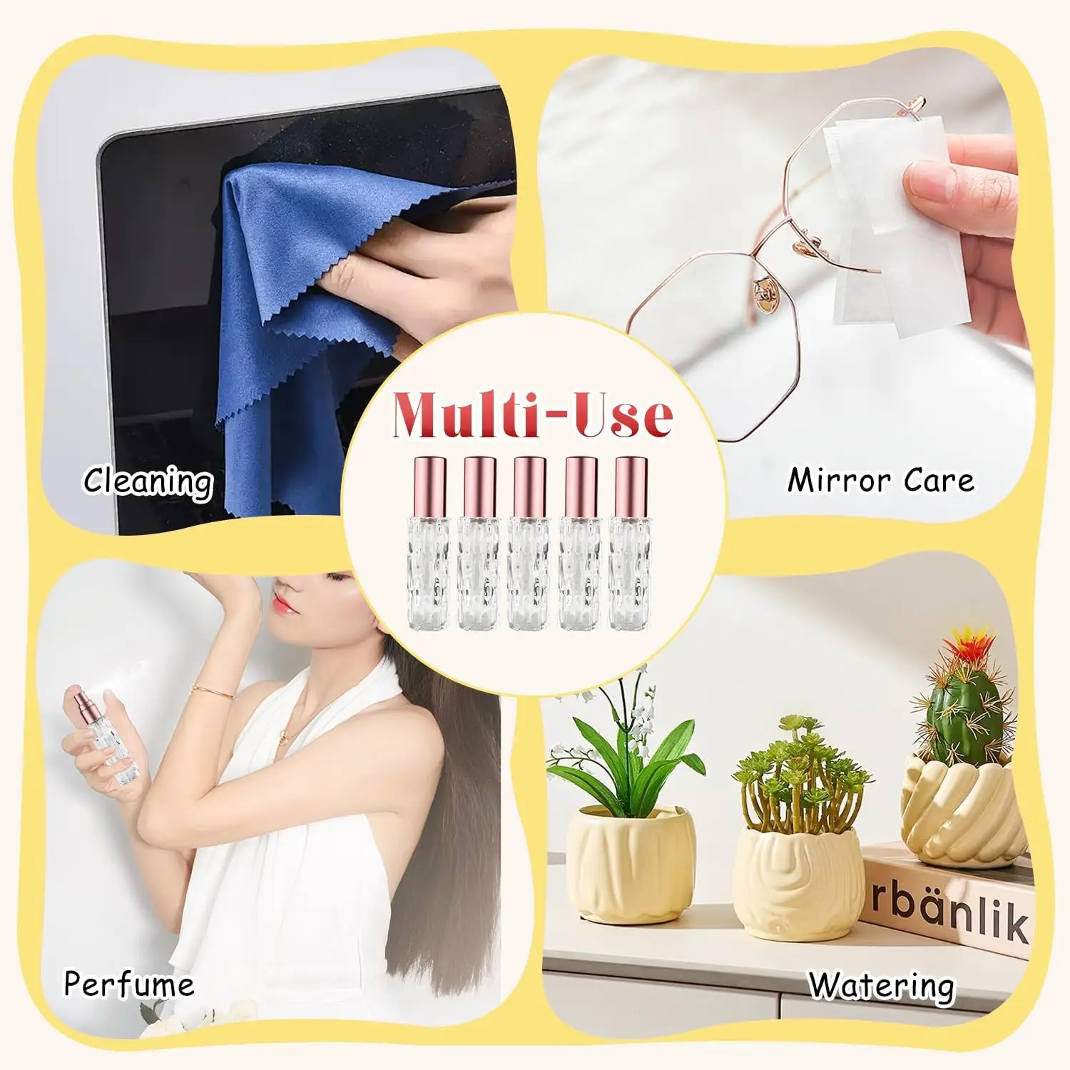 Flacone spray per profumo in vetro da 6 pezzi-10 ml Bottiglia vuota con testa spray in alluminio per dispenser di profumo