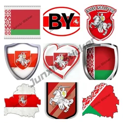 Belarus Red and White Flag of Belarus Belarusian Knight Minsk Flag Hield Crest Long Live Belarus Car Sticker Laptop Decal Decor