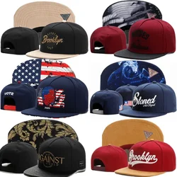 Fashion Flat Brimmed Hat Men Adjustable Bboy Hip-hop Cap Luxury Brand Snapbacks Casual Sun Protection Women Male Baseball Cap