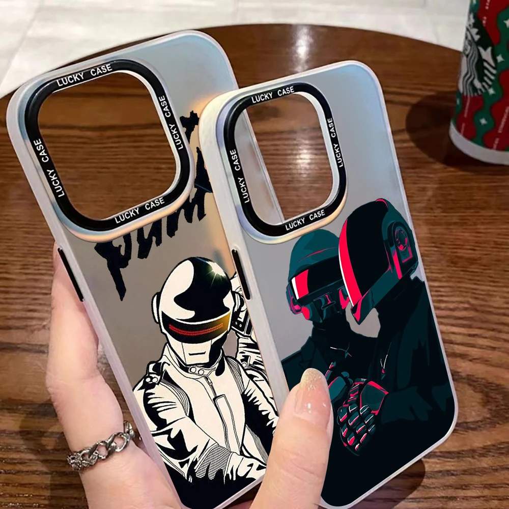 

D-Daft Punk Band Phone Case for iPhone 15 14 13 12 11 Pro Max X XR XSMax 7 8 Plus Matte Aurora Laser Gradient Luxury Cover