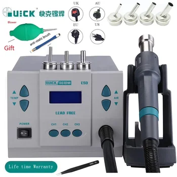 기존 1000W220/110V QUICK 861DW 히트 건 무연 열풍 납땜 스테이션 마이크로 컴퓨터 온도 재 작업 스테이션 + 7 노즐