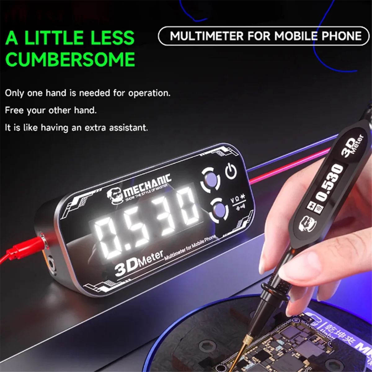 

A002 3.0 Multimeter 3D Meter 3 Screen Display for Mobile Phone Repair Voltage Current Resistance Measurement Tool