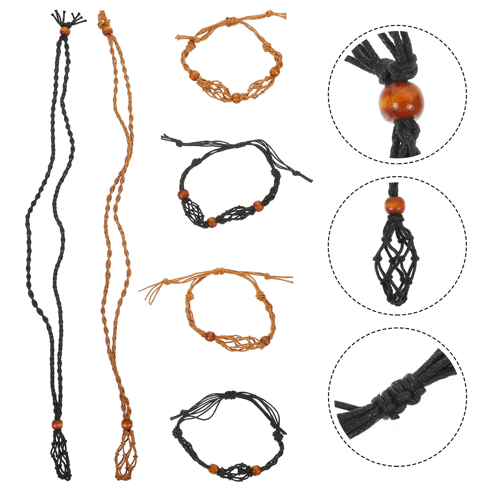 

Набор для изготовления украшений: ретро-держатель для кулона из плетеной веревки, шнурок для браслета с натуральным камнем, материалы для создания украшений своими руками