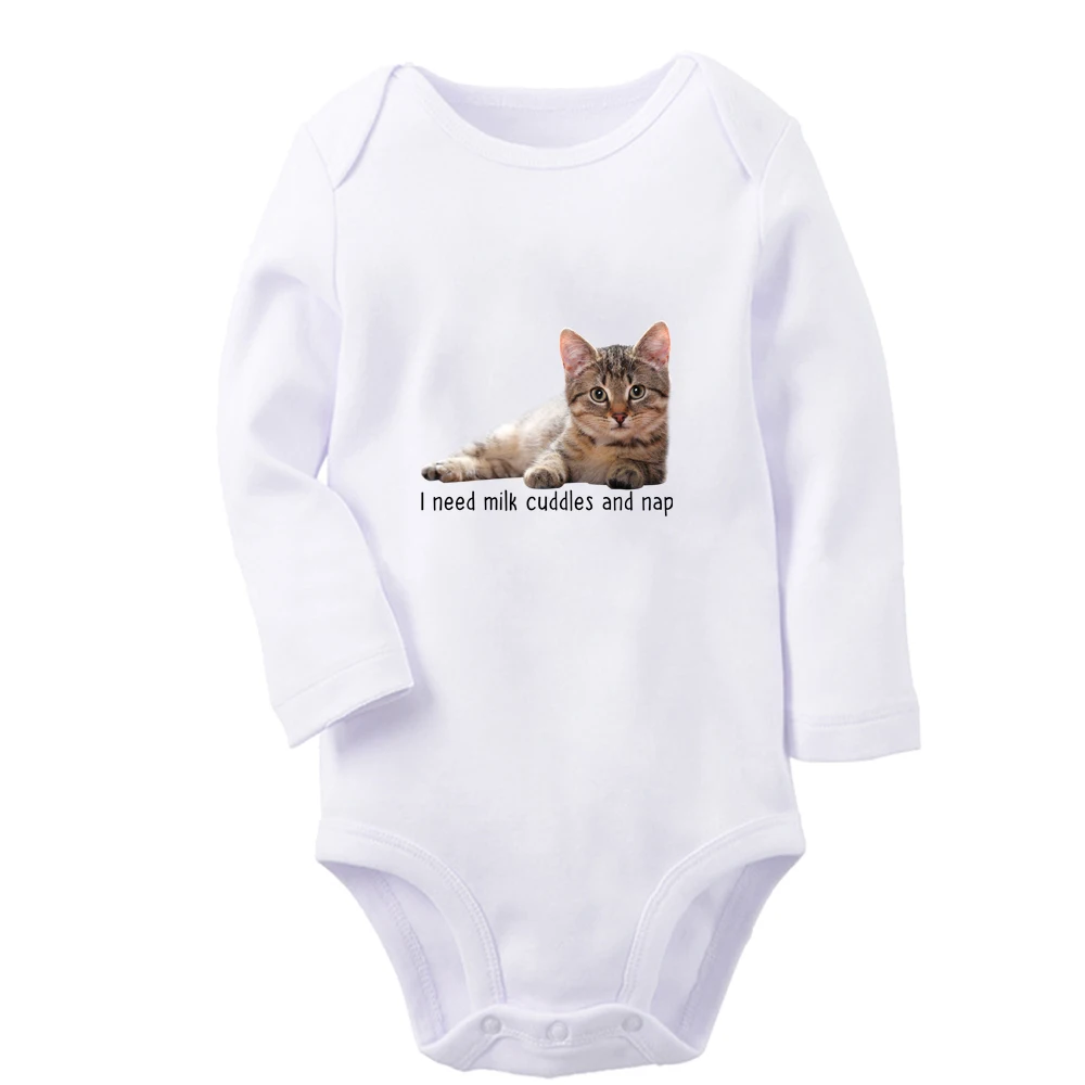 Kitten I Need Milk Cuddles And Nap Cute Baby Rompers Boys Girls Fun Cat Could I any Cuter Bodysuit Infant Long Sleeves Jumpsuit