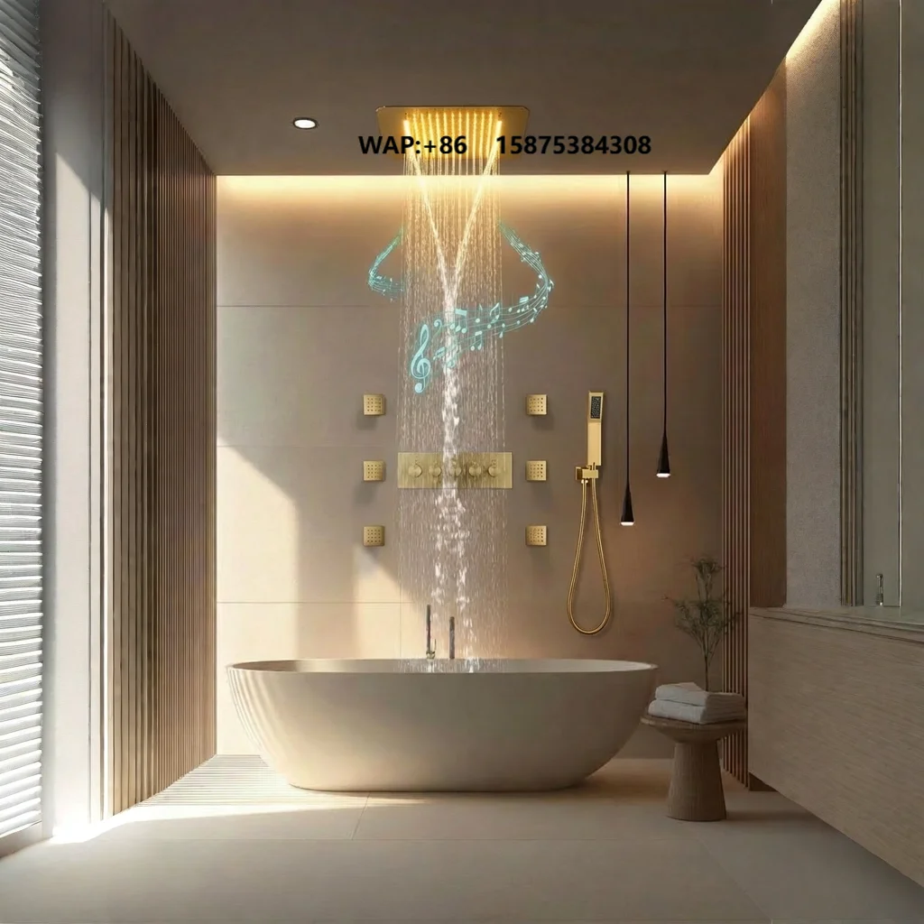 Multifunctional Bathrooms Shower Set Wholesale Massage Ceiling Shower Led Waterfall Smart Shower With Music