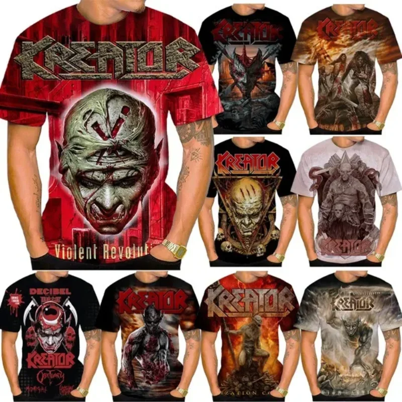 New Classic Metal Rock Band Kreator 3D Print T-shirt Summer Men Clothing Casual Oversized T Shirt Harajuku Street Unisex Tops