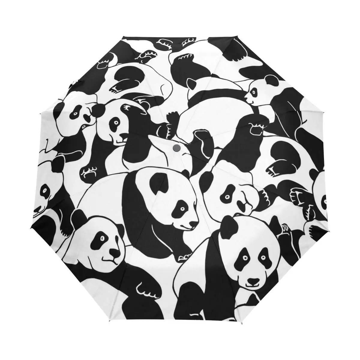 

Cartoon Panda Windproof Travel Umbrellas Black and White Animal Folding Rain Umbrella Compact Lightweight for Teens Boys Girls