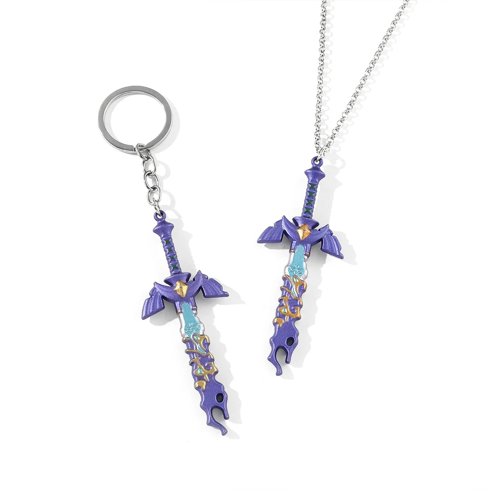 Legend of Zeldas Master Sword Model Keychain for Men Kingdom Tears Multi-color Pendant Key Ring Fans Collection Jewelry Gifts