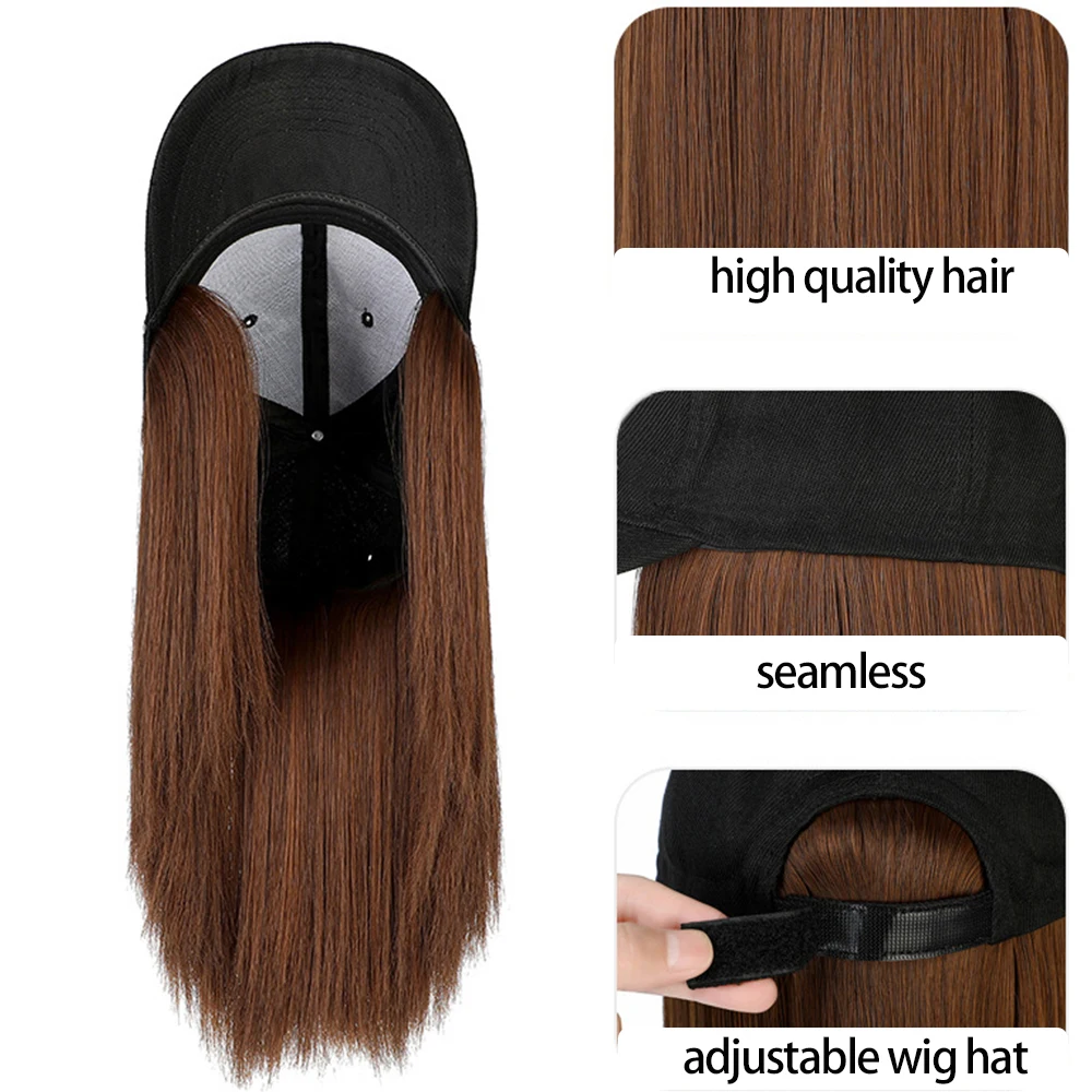 Cap Synthetic Wig Hair Extensions Hair Wigs For Women Short Straight Bob  Adjustable Hip Hop Baseball Cap economic Vertical wigs