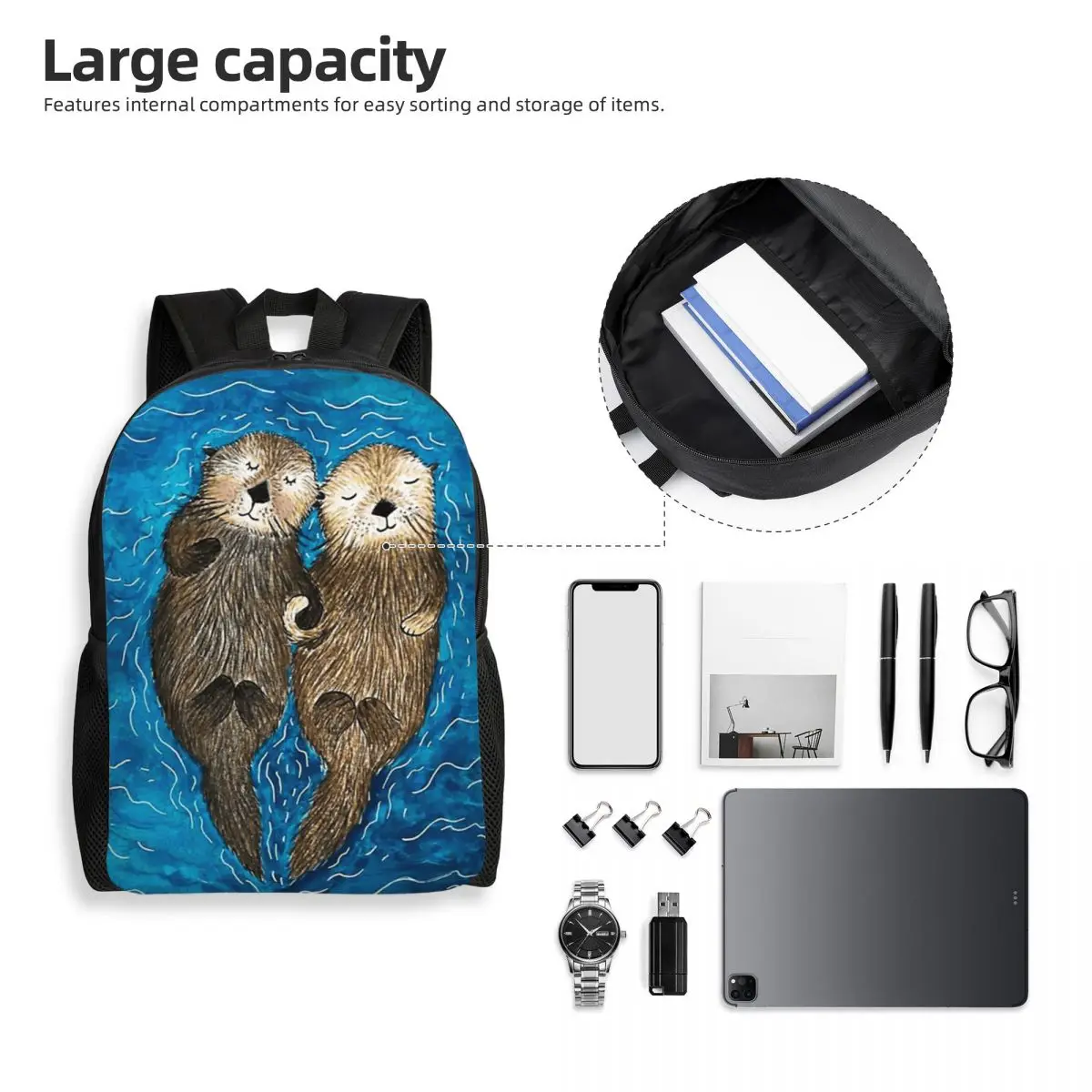 Otter CUTE SLEEP Backpack Student Boys Girls BookBag School Bag Computer Shoulder Bags