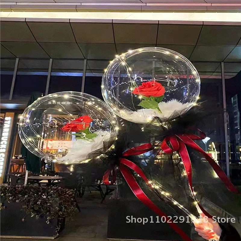 

Светодиодный светящийся букет роз, прозрачный волнистый шар, предложение, артефакт, День святого Валентина, День матери, День рождения, вечеринка, украшение