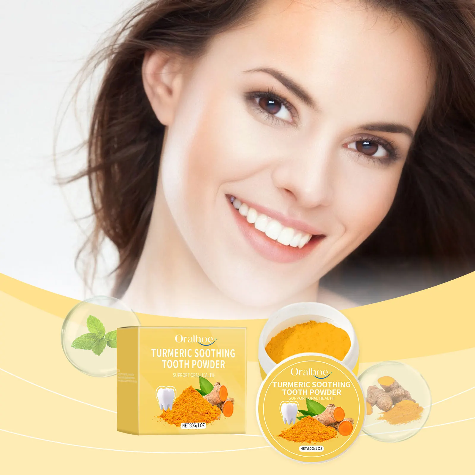 Turmeric Soothing Tooth Powder For Sensitive Teeth Natural Herbal Deep Clean Gum Care Remove Stain Fresh Breath Oral Care