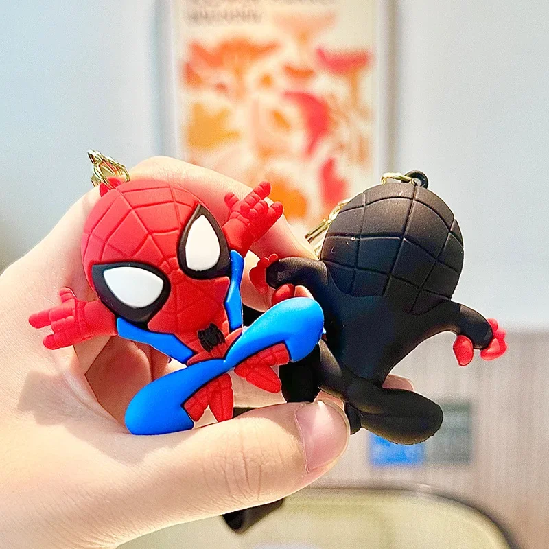 Disney Marvel Spider-Man Keychain Action Anime Figures Spider-Man Doll Pendant Key Ring PVC Creative Cute Cartoon Birthday Gifs