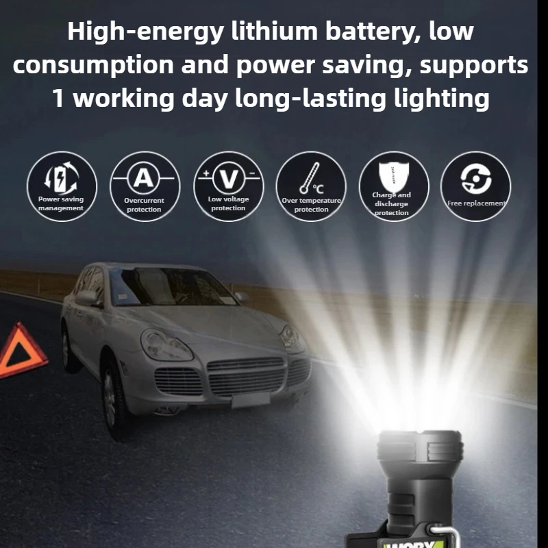 WORX WU027 20V Lithium Battery Multi-function Flashlight Outdoor Portable LED Work Light Repair Lamp Without Battery And Charger