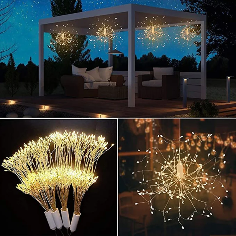 Imagem -03 - Leds Lindos Fogos de Artifício Luzes de Fadas Faça Você Mesmo Guirlanda Luzes da Corda Luz da Árvore Natal Ano Novo Decoração do Quarto Iluminação 500