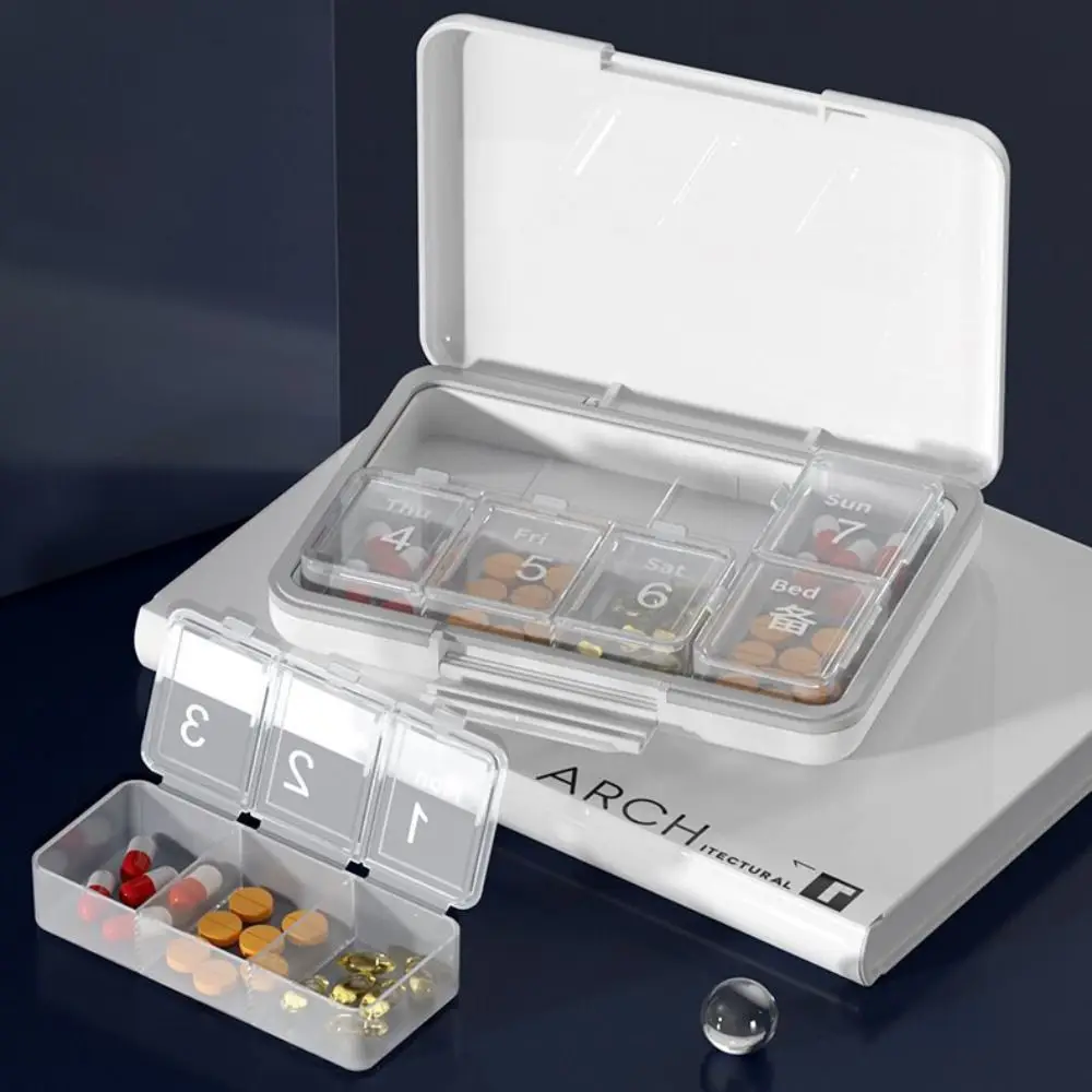 

Separate 7 Day Pill Case 8 Grids Pill Organizer Medicine Box Portable Large Capacity Vitamin Holder Weekly